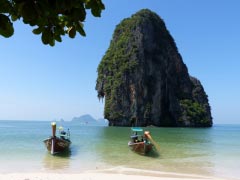 Boats Spoke The Beach Krabi Thailand