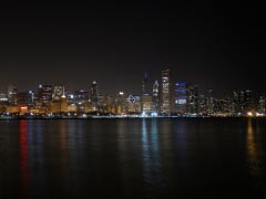 Chicago Night Lake Michigan Reflection Skyline