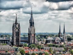 Delft Netherlands City Skyline Buildings Churches