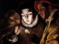 Allegory with a Boy Lighting a Candle in the Company of an Ape and a Fool  By El Greco