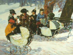 Knitting for the Soldiers High Bridge Park By George Benjamin Luks
