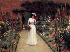 Lady in a Garden By Edmund Blair Leighton