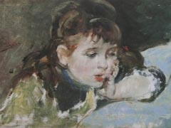 Little girl reading By Ignasi Pinazo i Camarlench