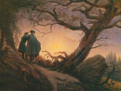 Zwei Männer in Betrachtung des Mondes By Caspar David Friedrich