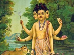 Painting of Dattatreya by Raja Ravi Varma