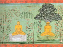 Painting showing Rsabha's Enlightenment or Ka Jnana. From Pancakalyanaka of Rsabha series. Amber, Rajasthan