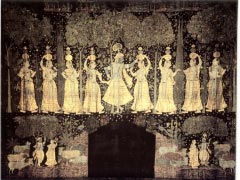 Playful Gifts and other Gopi Scenes, pichwai from Golconda, India