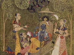 Râgmâlâ-Serie, Szene- Krishna und die Mädchen By Indischer Maler um