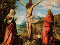 Christ on the cross with Mary and John By Albrecht Altdorfer